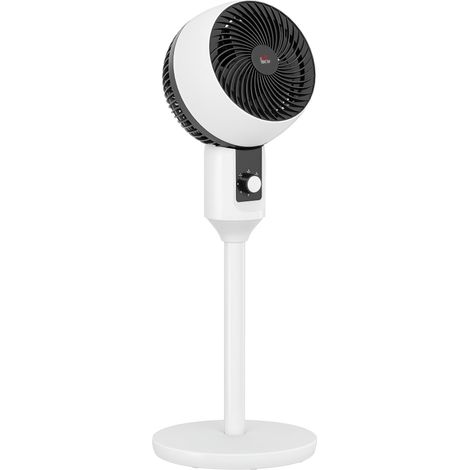 Ventilatore a piantana da 45 W, circolazione dell'aria a 3 velocità, oscillazione regolabile a 70°, bianco e nero.