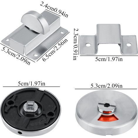 Cerradura de puerta con luz indicadora (Ocupado/Libre) para aseos y habitaciones privadas, fabricada en acero inoxidable 201, de fácil instalación en puertas con un grosor de 12 a 18 mm. (1/5)
