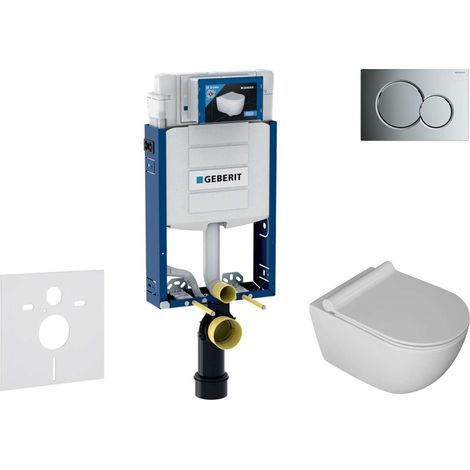 Geberit Combifix - Set con modulo di installazione, vaso WC Gaia e copriwater softclose, placca di comando Sigma01, cromo lucido SANI15CA1104 (1/5)