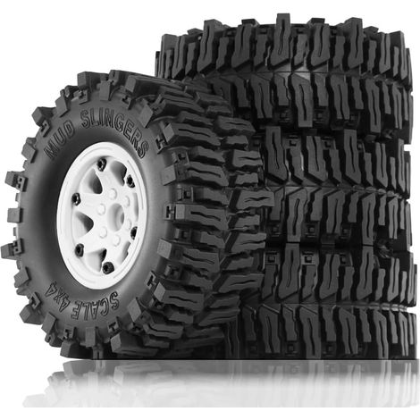 4 Pièces 130 mm 2,2 Pouces Beadlock Jante de Roue en Caoutchouc Ensemble de Pneus pour 1/10 RC Crawler Voiture Axiale SCX10 Wraith RR10 Capra RBX10 TRX4, D (1/5)
