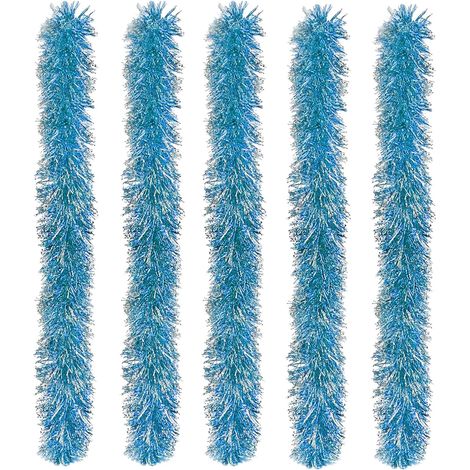 Lot de 5 guirlandes de Noël pour sapin de Noël, mariages, maisons, fêtes (bleu) (1/5)