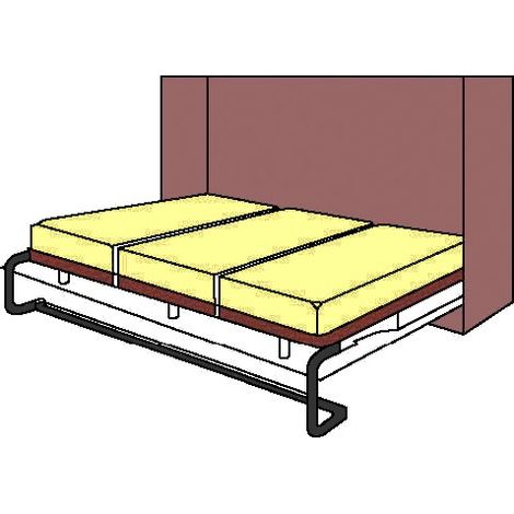 Mécanisme de lit abattant horizontal 900 mm – Charge maxi 40 kg – Longueur 1900 mm – Pied manuel escamotable – Acier et bois – Pardo (1/5)