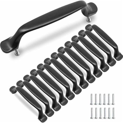 10 Pcs Poignée Noir Meuble Cuisine 96mm Alliage d'Aluminium Poignées Armoire Porte avec Vis (1/5)