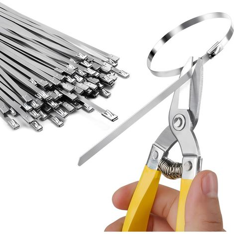 Kabelbinder aus Metall – Edelstahl 304 – 300 mm – UV- und korrosionsbeständig – Für Zäune, Rohre und Kabel – 150 Stück (1/5)