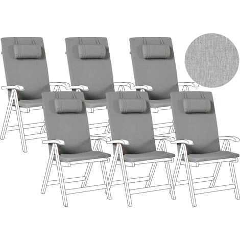 Outdoor Sitzkissen 6er Set JAVA/AMANTEA PREMIUM 50 x 71 cm Grau meliert