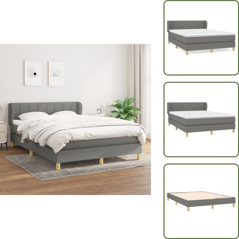 Boxspringbett mit Matratze Dunkelgrau 140x190 cm Stoff - Boxspringbett - Doppelbett - Bettenrahmen - Schlafsystem - Massivholzbette (1/5)