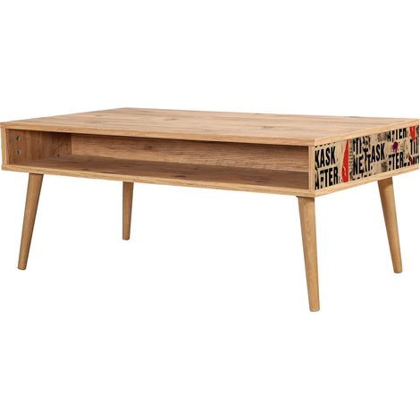Table basse en bois clair originale avec niche Kiza 766 (1/3)