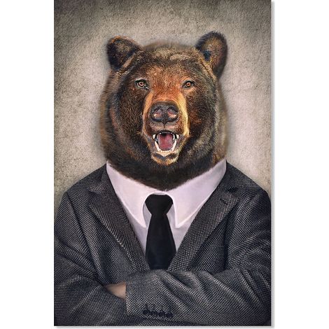 Affiche Tête d'ours en cravate - 40x60cm - made in France (1/5)