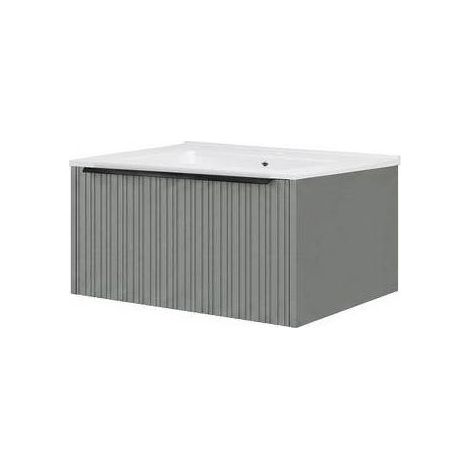 BASE SOSPESA MOBILE BAGNO CON LAVABO CONSOLLE TETRIS CANNETTATO Misura: cm 60x46 Intonaco Almond