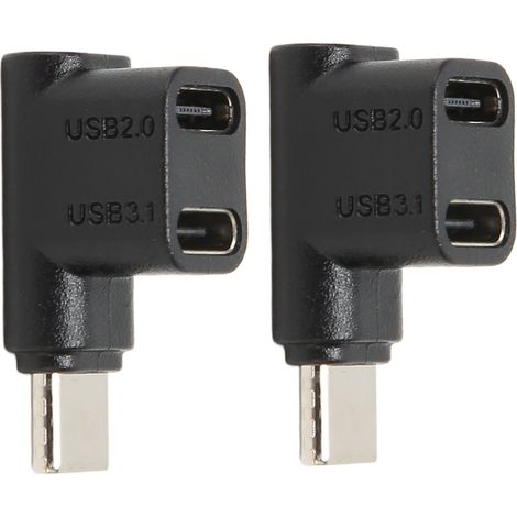 2 pièces Adaptateur USB-C 3.1 90° Mâle vers Double Femelle, 10 Gbps, Angle Droit pour Câble USB Type C 3.1/2.0 (1/5)