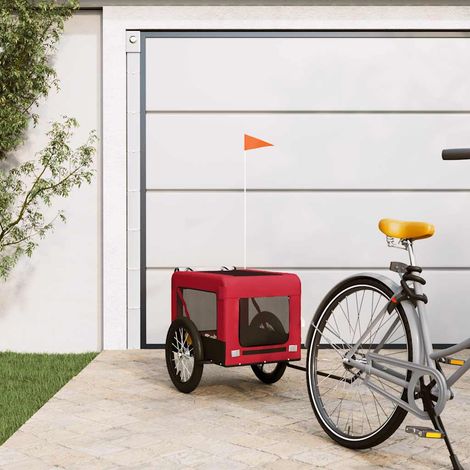 vidaXL Remolque de bicicleta mascotas hierro tela Oxford rojo negro (1/5)