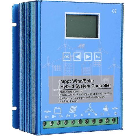 Contrôleur Hybride Éolien Solaire MPPT PWM 800W Éolienne 600W Photovoltaïque Régulateur de Charge avec Résistance de Décharge 12V 24V (1/5)