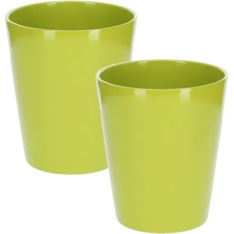 Lot de 2 pots de fleurs en céramique pour orchidées Hauteur 150 mm Diamètre 120 mm Vert-NANOTEH (1/5)