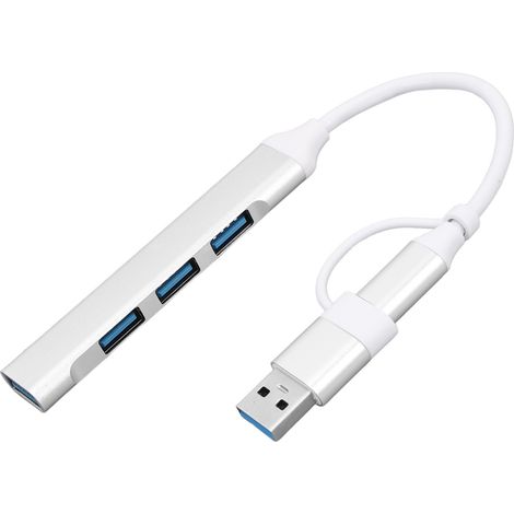 Multiport-Hub-Adapter: USB-C auf 4 USB-Anschlüsse für Laptop-Tastatur, Maus und Laufwerk (1/5)