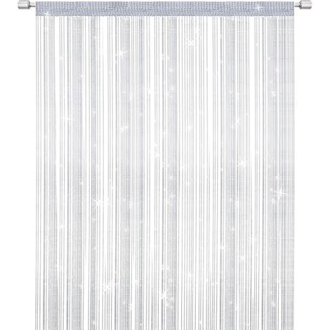 PL Tenda a rete metallica con zanzariera, elegante tenda divisoria con nappe, decorazione per la casa, tenda divisoria per porte e finestre, bianca (100x200 cm) (1/5)