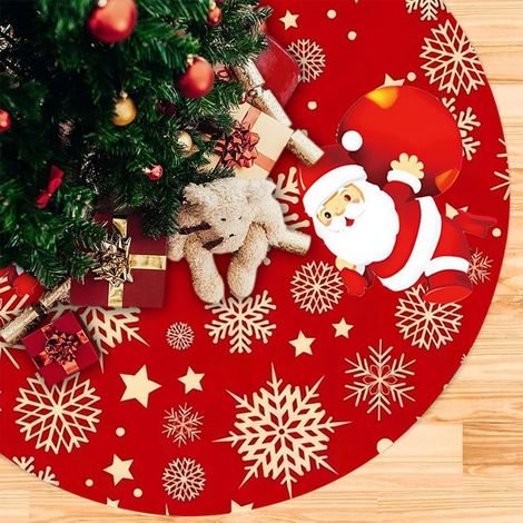 Gonna per albero di Natale, gonna per albero di Natale grande da 120 cm, gonna per albero di Natale rossa, tappetino decorativo per albero rosso, gonna per albero di Natale, copertura per base albero (1/4)