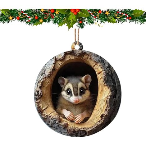 Décoration en forme d'animal d'arbre de Noël en forme de forêt, ornement en acrylique 2D, pendentif à suspendre pour fête (hamster)