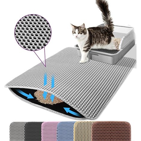 Cat litter mat, double layer, honeycomb, non-slip, waterproof and urine-proof, cat accessory, 70120 cm, grey (1/5)