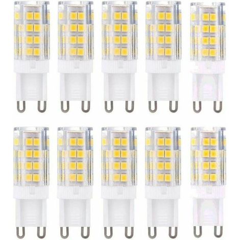 Lot de 10 ampoules LED G9, blanc chaud 3000 K 5 W équivalent à des ampoules halogènes 40 W 420 lumens non dimmables. (1/4)