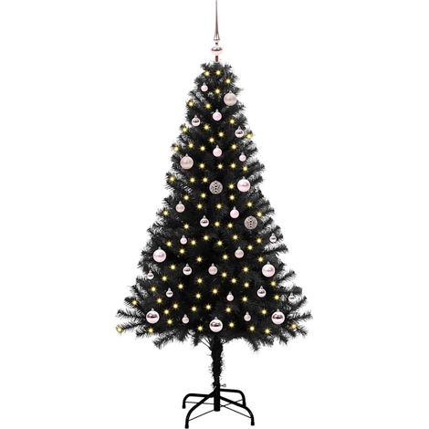 Albero di Natale Albero natalizio Albero festivo con 150 LED con supporto Nero 150 cm PVC (1/5)