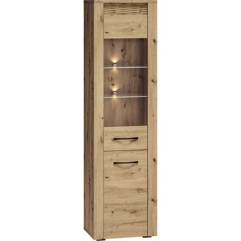Vitrine in Artisan Eiche Nb. ARTA-131 ohne Beleuchtung, B/H/T: ca. 55/200/40 cm (1/5)