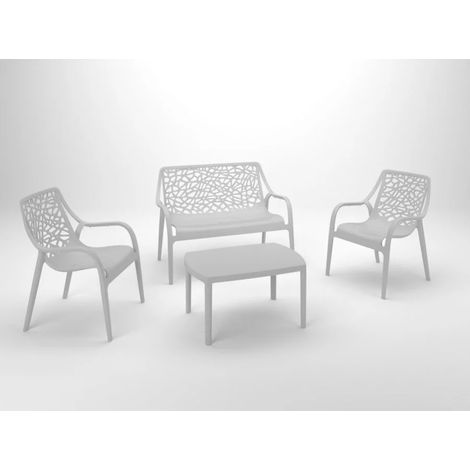 set da giardino "honolulu" in polipropilene grigio 1 divano, 2 poltrone e 1 tavolino