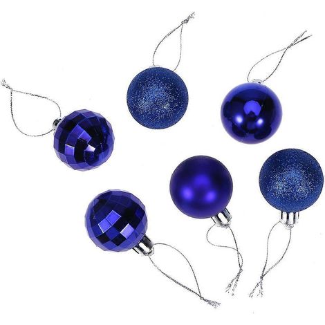 Ensemble de 34 boules de Noël incassables à suspendre au sapin pour la décoration des fêtes de fin d'année, mariages et autres (bleu)-444cm-Blue (1/3)