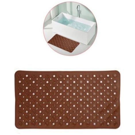 Tapis de bain antidérapant - Tapis de douche - Grand tapis de douche pour sol de douche - Avec ventouses sécurisées et trous de drainage (marron)
