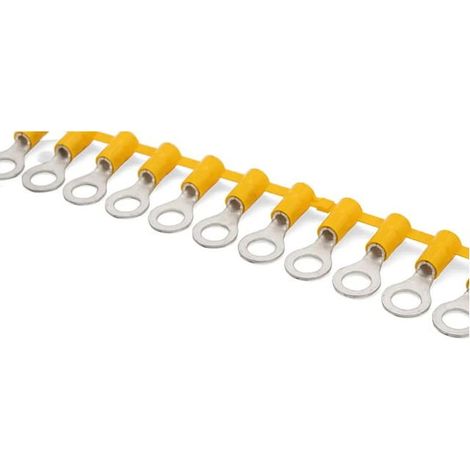 Cosse de câble à œillet enchaîné jaune section de 4-6 mmq trou 4 externes 6,60 mm