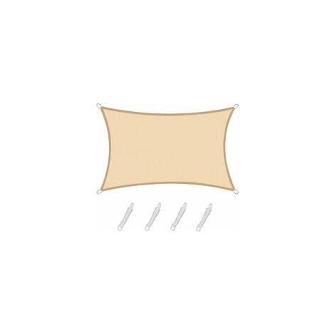 Vela ombreggiante rettangolare quadrata 2,5x3 m color sabbia, tela impermeabile, protezione UV al 95%, per esterni, giardino e terrazza, piscina - RWShade Sail (1/5)