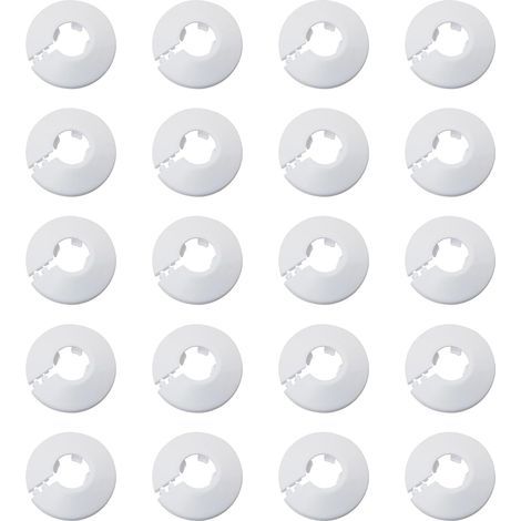 20 Pipe Covers, 17 mm Diameter, PP Plastic, White, For Heating and Water (1/5)
