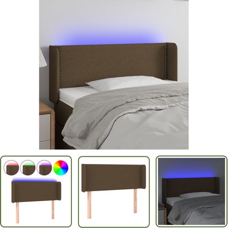 The Living Store Tête de lit à LED Marron foncé 103x16x78/88 cm Tissu - Tête De Lit Led - Lit Moderne - Éclairage Led - Têtière Rembourrée - Décoration Chambre (1/5)