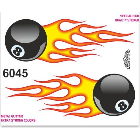 Adesivi Stickers Standard Palla 8 Infuocata 10 x 12 cm (1/4)