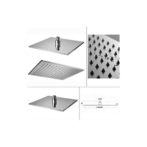Pommeau de douche tout en laiton chromé, anticalcaire, inspectable 40x40