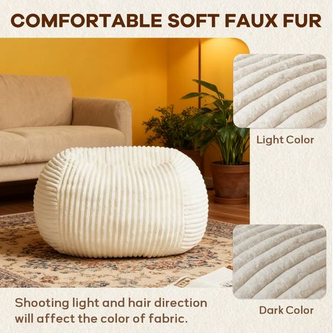 Pouf adulte beige premium - fauteuil moelleux en mousse à mémoire de forme, canapé lounge confortable pour espace lecture, idéal pour chambre, salon et dortoir