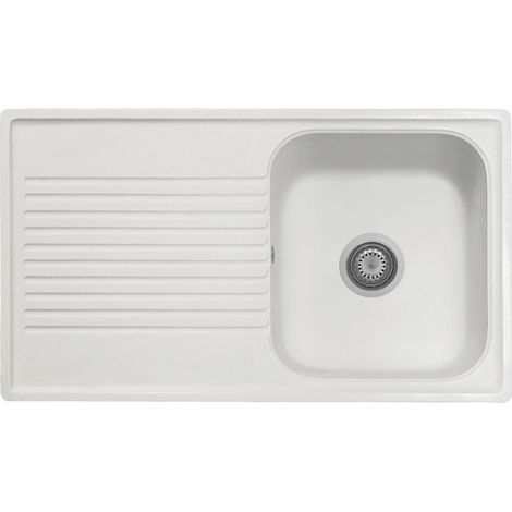 Lavello 86x50 cm reversibile 1 vasca gocciolatoio bianco Samet