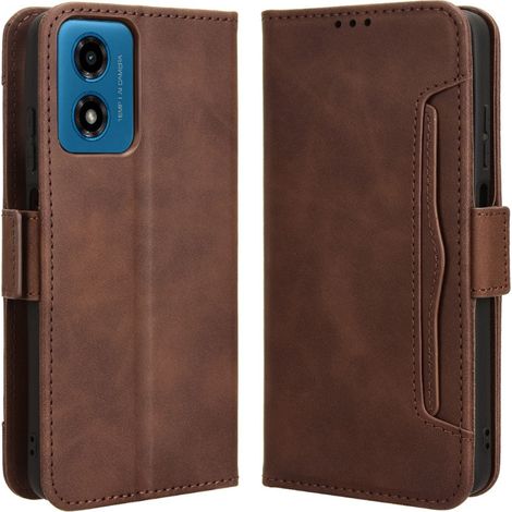 Custodia a libro per Motorola Moto G24 / G24 Power / G04, con scomparto per carte, marrone (1/5)