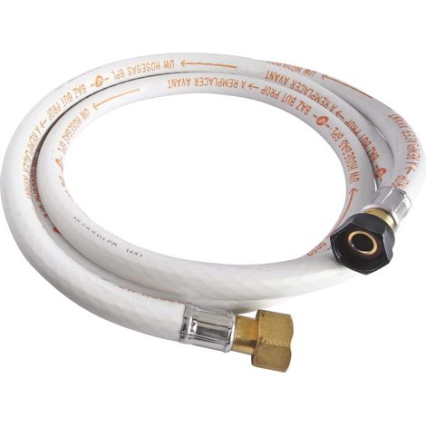 Flexible caoutchouc 2m pour gaz Butane/Propane - Raccords écrou tournant 20/150 et 15/21 - Durée de vie 10 ans - Idéal pour alimentation en gaz (1/5)