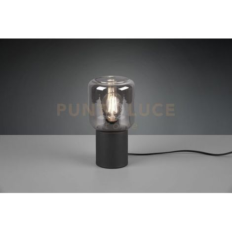 Lampada Tavolo Abat Jour Moderna Nero Satinato Vetro Fume Nico GD Trio (1/5)