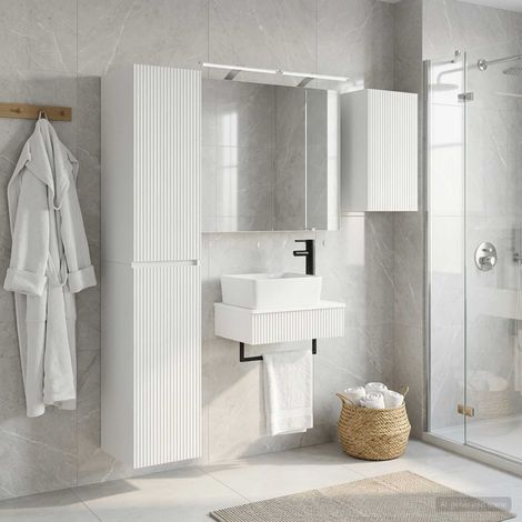 vidaXL Bathroom Furniture Set 5 pcs White Engineered Wood and Glass (1/5)