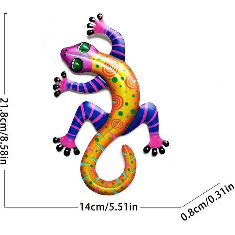 Décoration murale en fer Gecko, ornement extérieur suspendu pour arbres, clôtures, porches, art mural pour maison, 1 pièce (1/3)