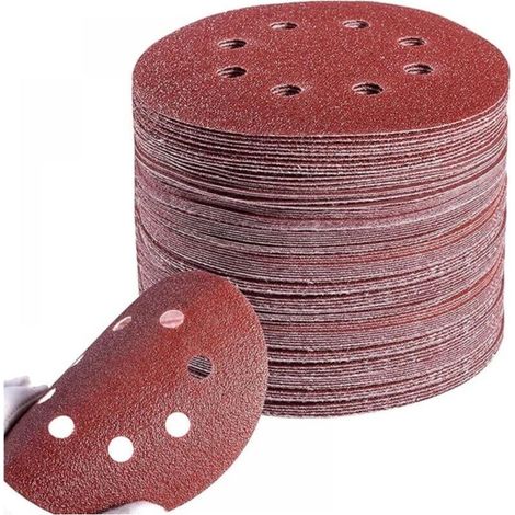 (100cps)125mm 60 80 100 120 240 Sanding Discs Round Shape Polishing Sheet 8 Holes Round Shape (1/4)