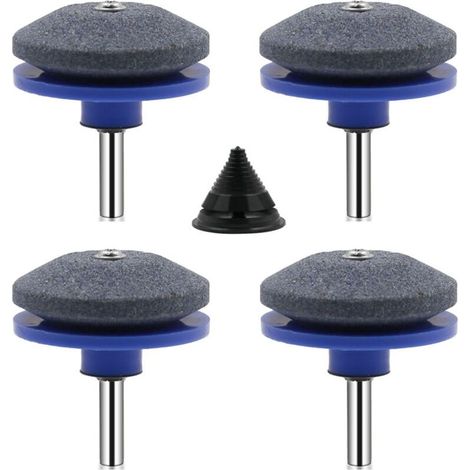 4 Pièces Affuteur Lame Tondeuse Gazon Universel Aiguiseur de Tondeuse Accessoires pour Tondeuses avec 1Pcs Kit D'équilibrage de Lame,(bleu) (1/4)