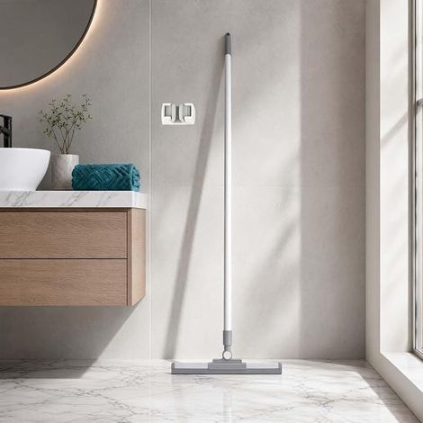 Raclette Sol et Vitre 36cm Manche 4 Sections – Balai Silicone Douche, Salle de Bain Poils d'animaux – Lame Rechange Support Mural – Nettoyage Trace (1/4)