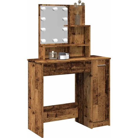 Schminktisch mit LED Altholz-Optik 86,5x35x136 cm