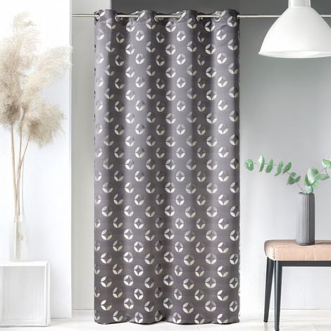 Rideau tamisant en jacquard à motifs de rosaces Gris clair 140x260 cm
