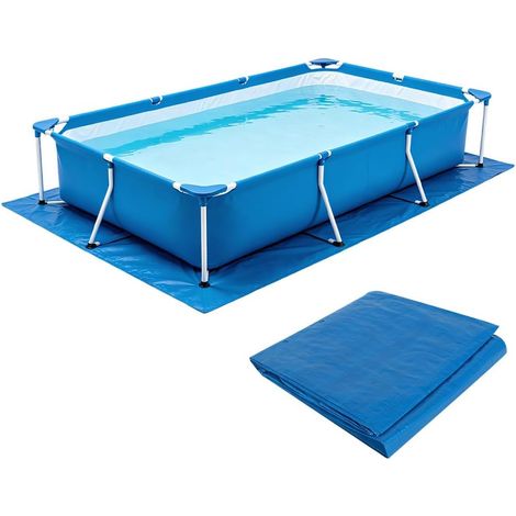 Tapis de Sol pour Piscine, 445 x 254cm Tapis de Piscine Rectangulaire Bleu Pliable Imperméable, Hors Terre Tapiss de Protection pour Piscines Gonflables, Protecteur De Sol Piscines pour Rectangulaire (1/5)