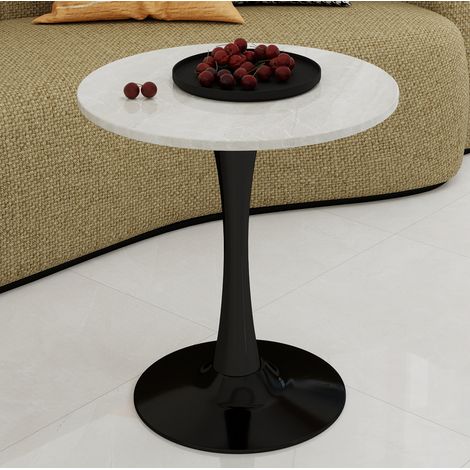 Mesa de centro fija 70x70x72 cm efecto mármol negro y blanco, ahorra espacio (1/5)