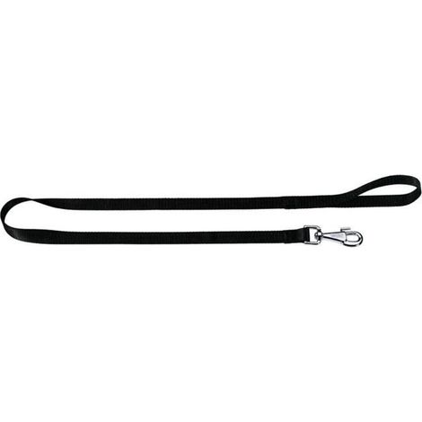 Laisse nylon pour chien 25 mm x 120 cm - noire, fermeture métal