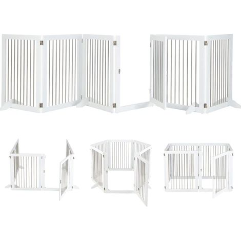 COSTWAY Extra Wide Dog Gate, Freestanding Foldable Pet Fence with Lockable Door, 360 Degree Flexible Hinges and 4 Support Feet, 6 Panel Wire Safety Barrier for Doorway Stairs (1/5)